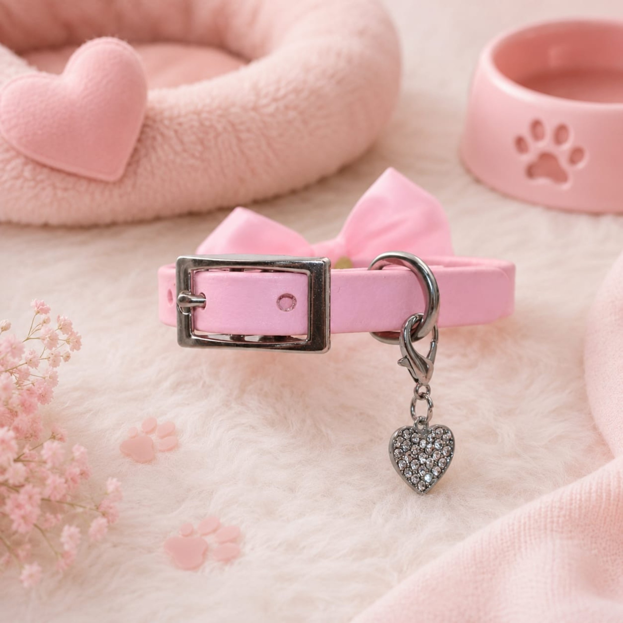 Collare Artigianale con Fiocco Pink Collar – In Biothane®